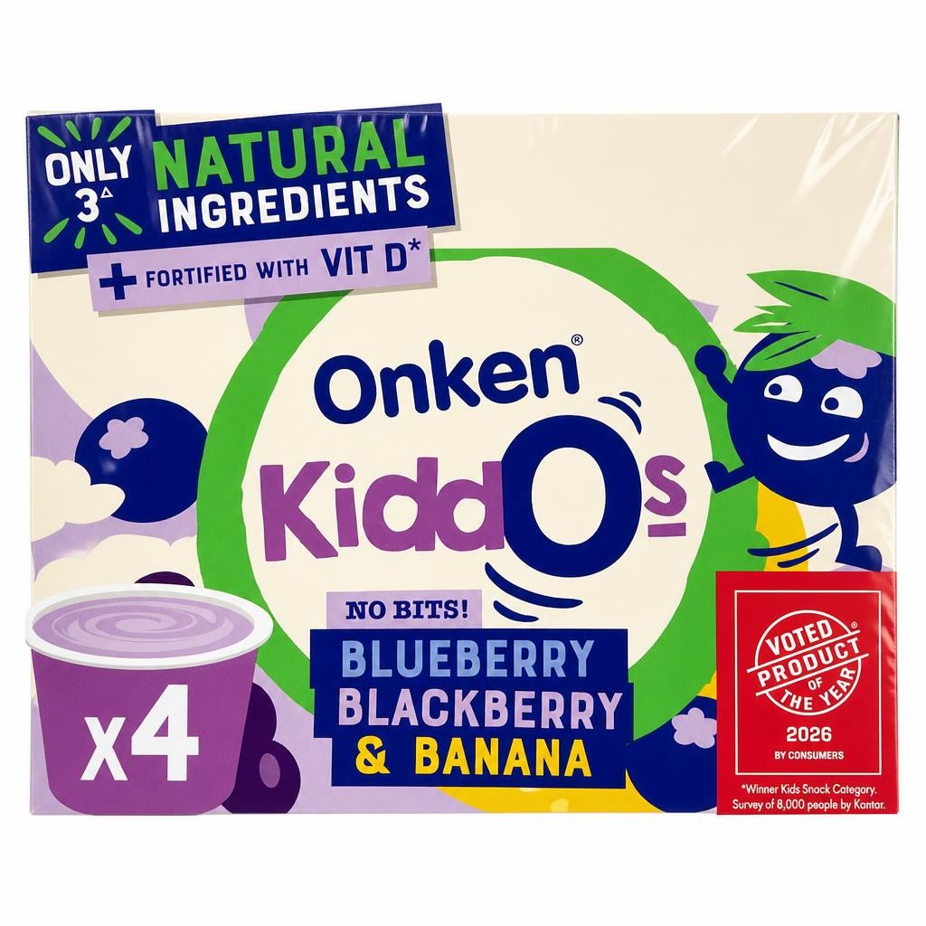 Onken Kiddos Yogurt, Blueberry, Blackberry & Banana 4x90g