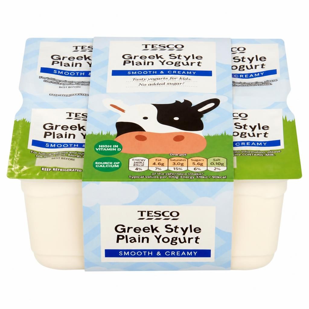 Tesco Greek Style Plain Yogurt 4 x 90g