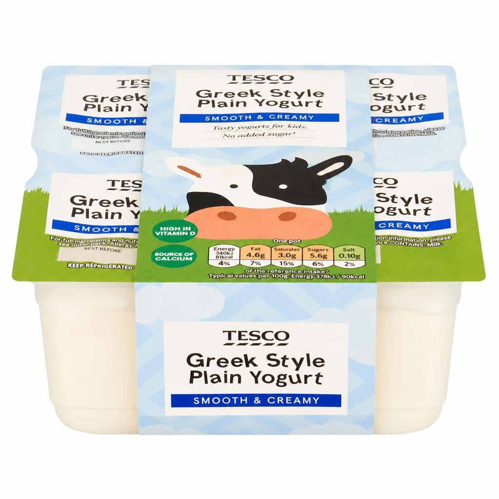 Tesco Greek Style Plain Yogurt 4 x 90g