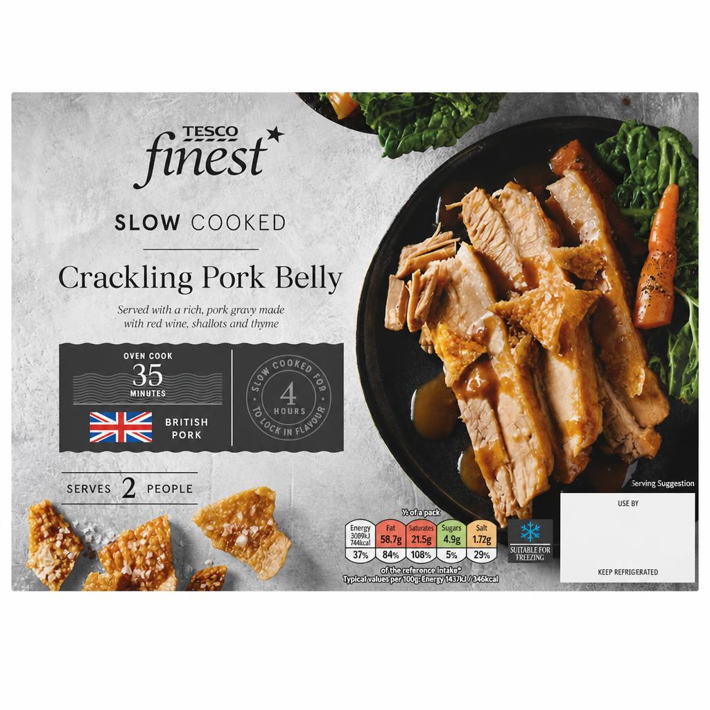Tesco Finest Slow Cooked Pork Belly 550g
