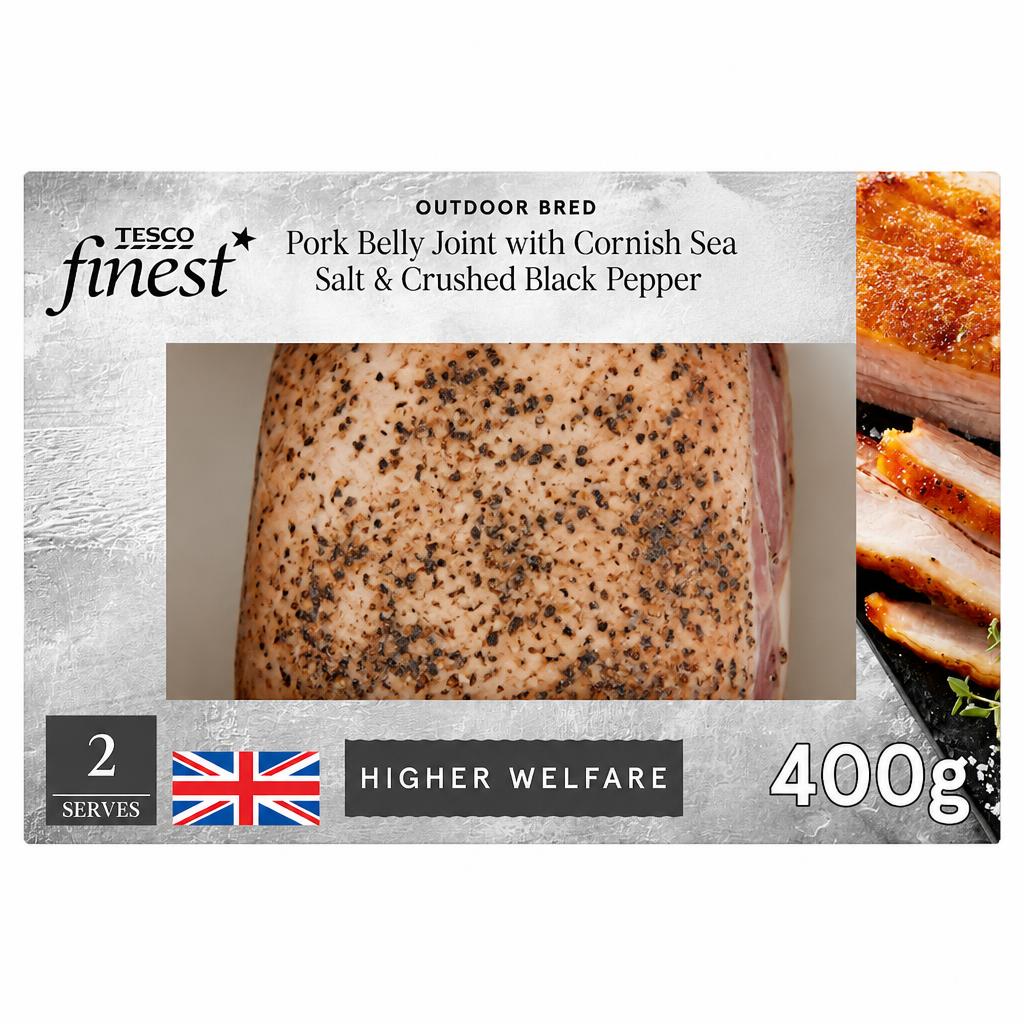 Tesco Finest Cornish Sea Salt and Black Pepper Pork Belly Joint 400g