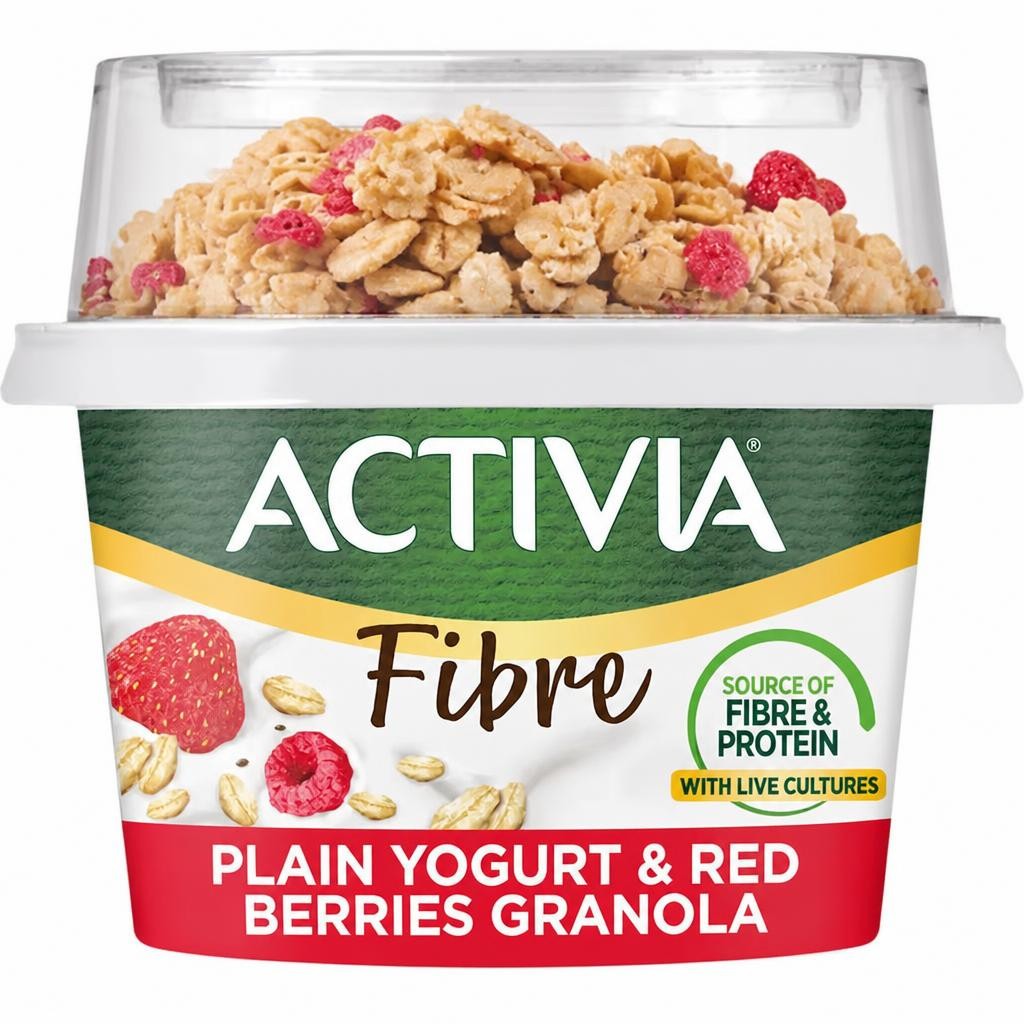 Activia Natural Yoghurt & Red Berries Chia Muesli Breakfast Topper with Spoon 165g