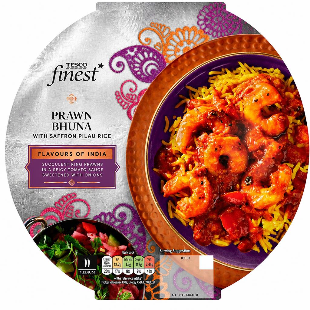 Tesco Finest Prawn Bhuna & Saffron Pilau Rice 400g