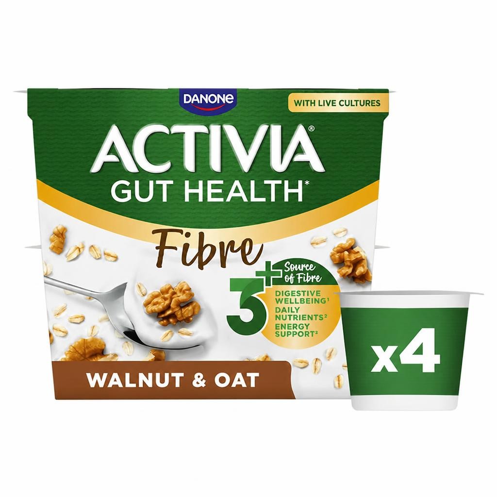 Activia Fibre Gut Health Yoghurt - Walnut & Oat 4x115g