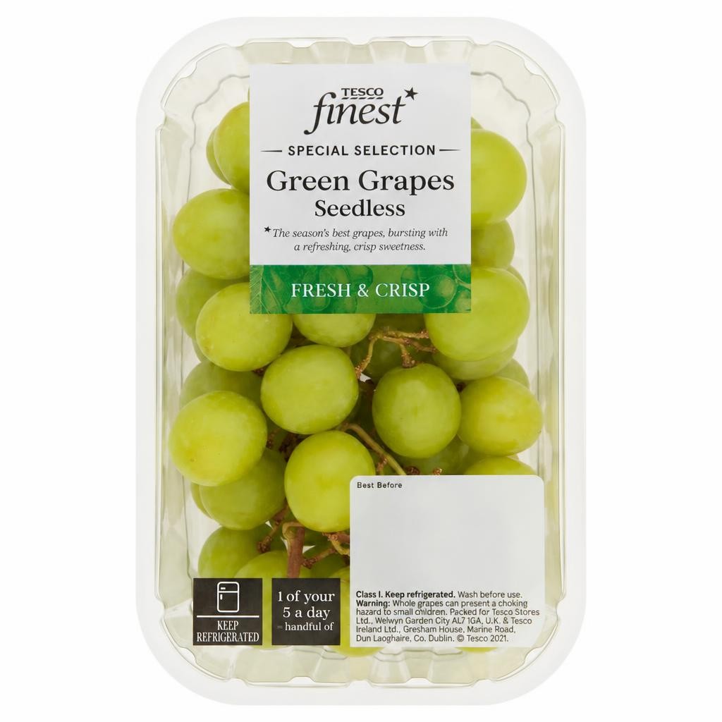 Tesco Finest Green Grapes Seedless 500G