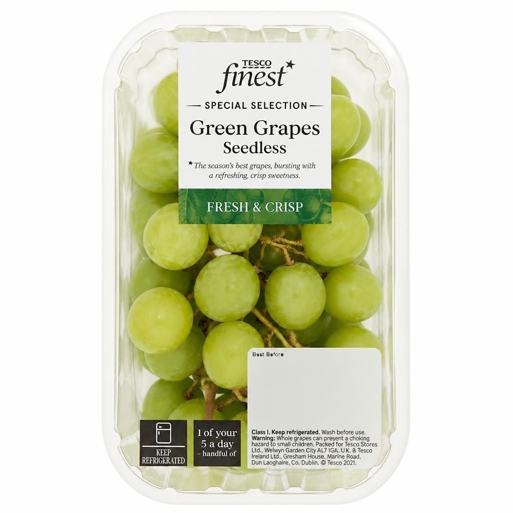 Tesco Finest Green Grapes Seedless 500G