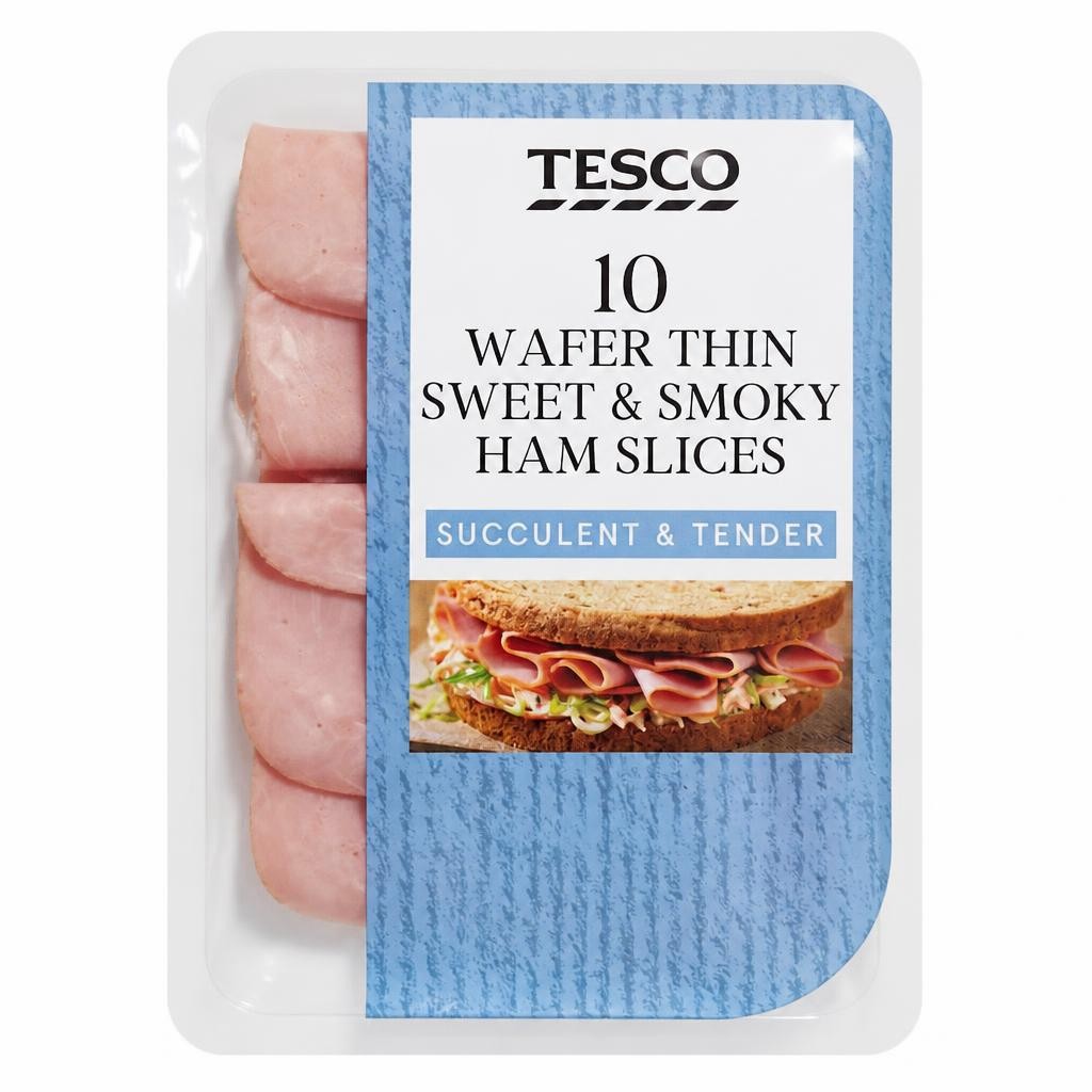 Tesco 10 Wafer Thin Sweet and Smoky Ham Slices 125g