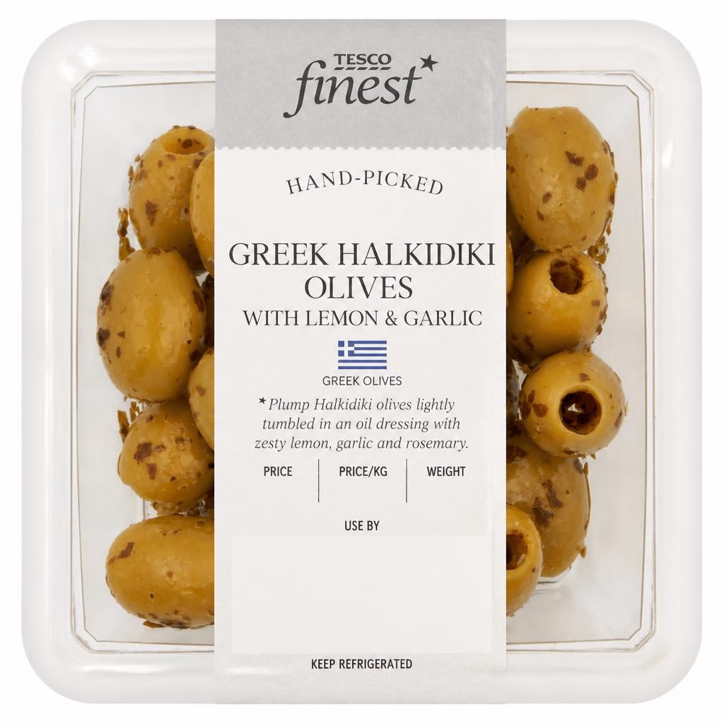 Tesco Finest Greek Halkidiki Olives with Lemon & Garlic 115g