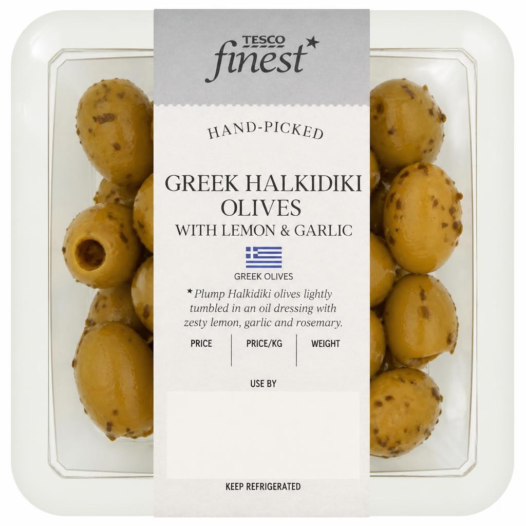 Tesco Finest Greek Halkidiki Olives with Lemon & Garlic 115g
