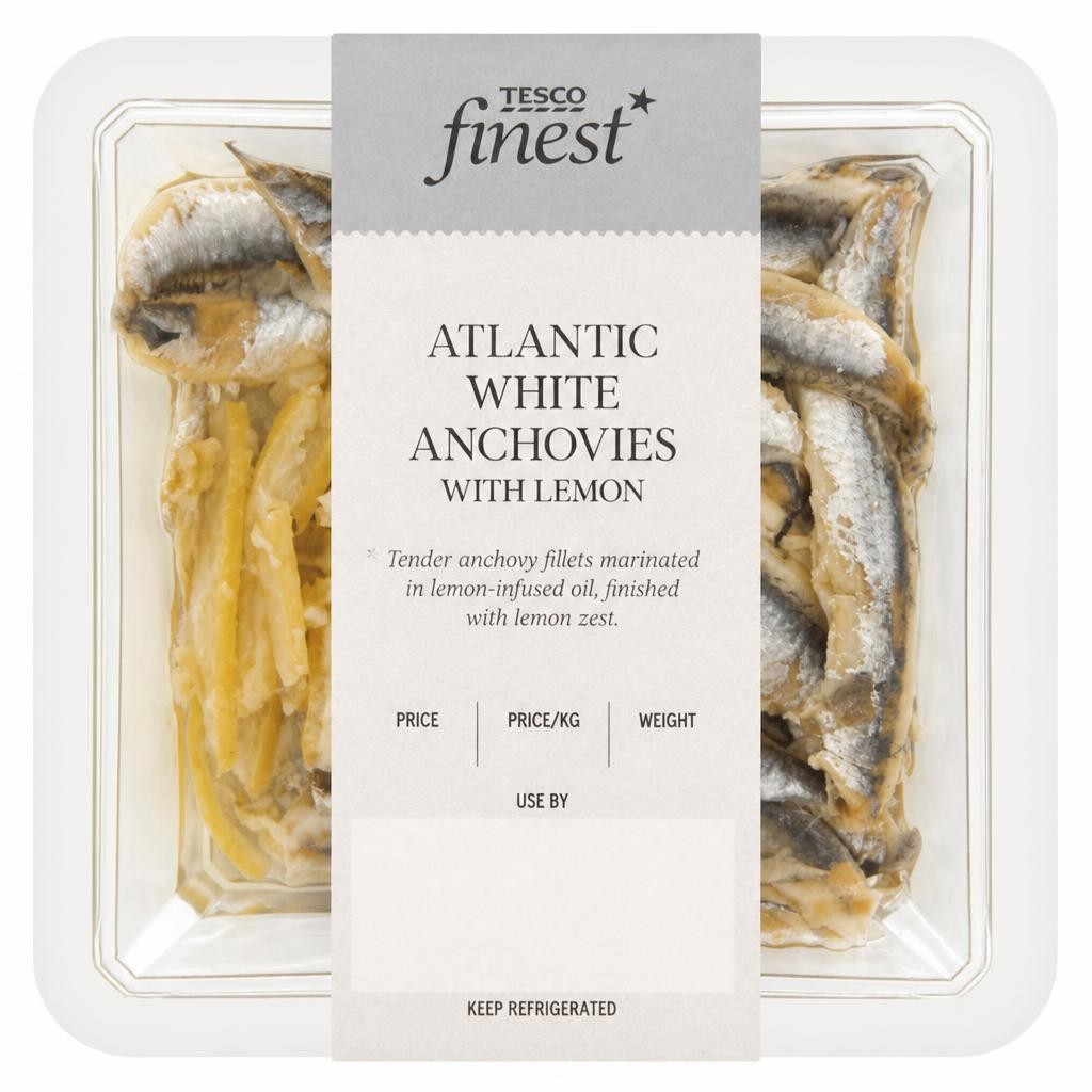 Tesco Finest Atlantic White Anchovies with Lemon 130g