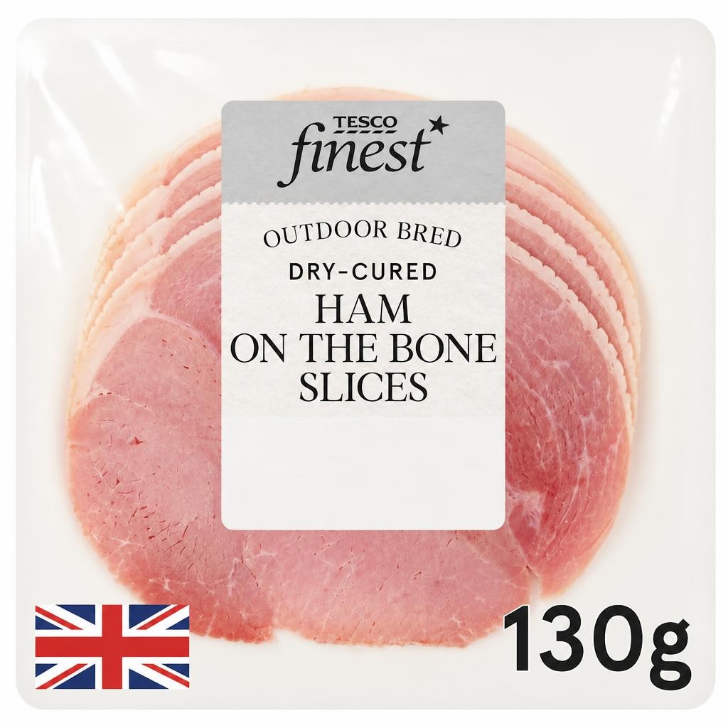 Tesco Finest Dry Cured Ham on the Bone Slices 130g