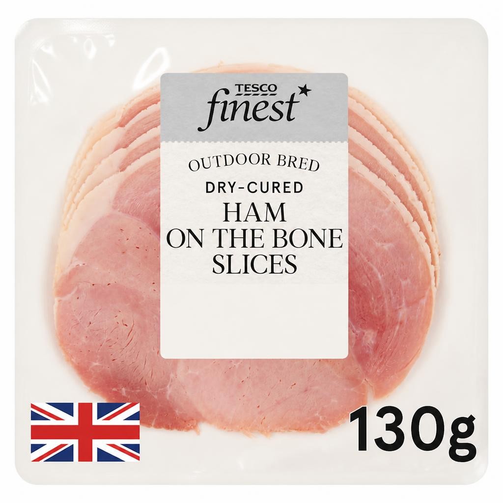 Tesco Finest Dry Cured Ham on the Bone Slices 130g