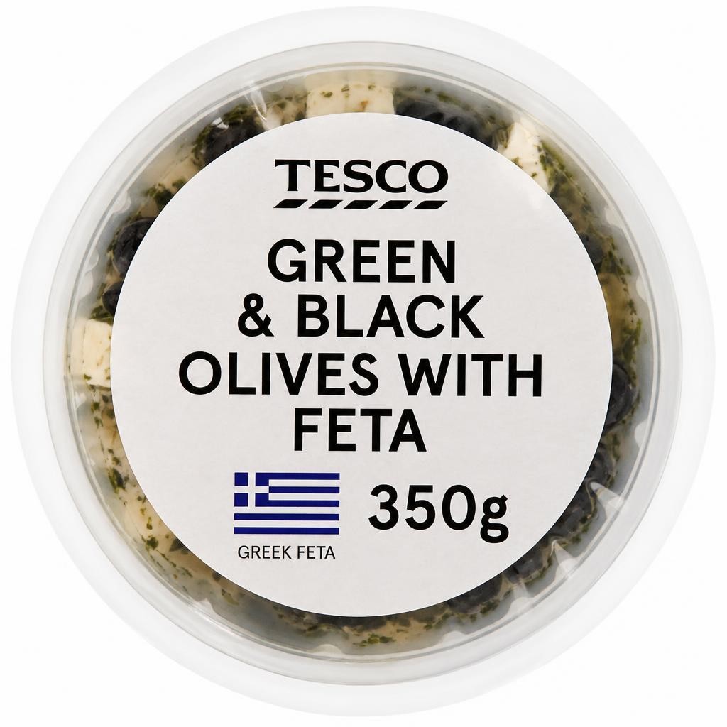 Tesco Green & Black Olives with Feta 350g