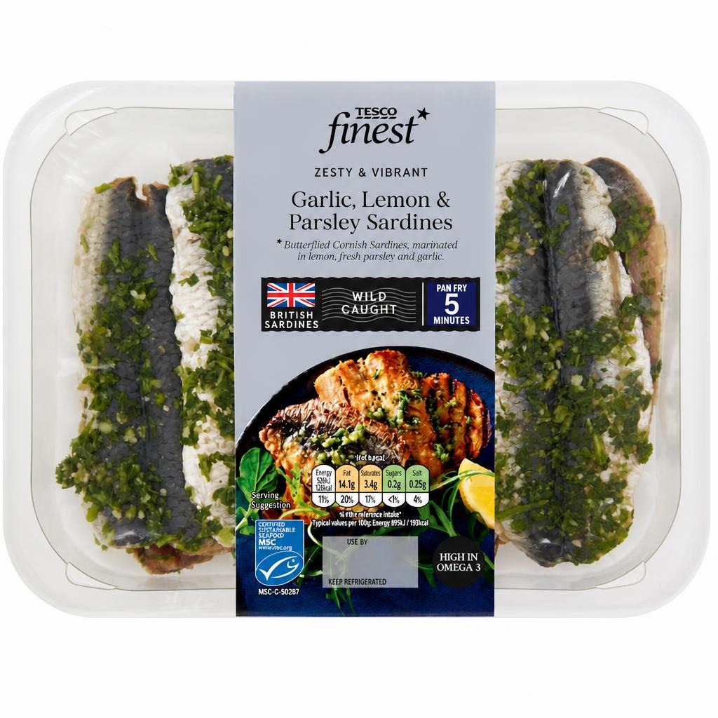 Tesco Finest Garlic, Lemon and Parsley Marinaded Sardines 288g