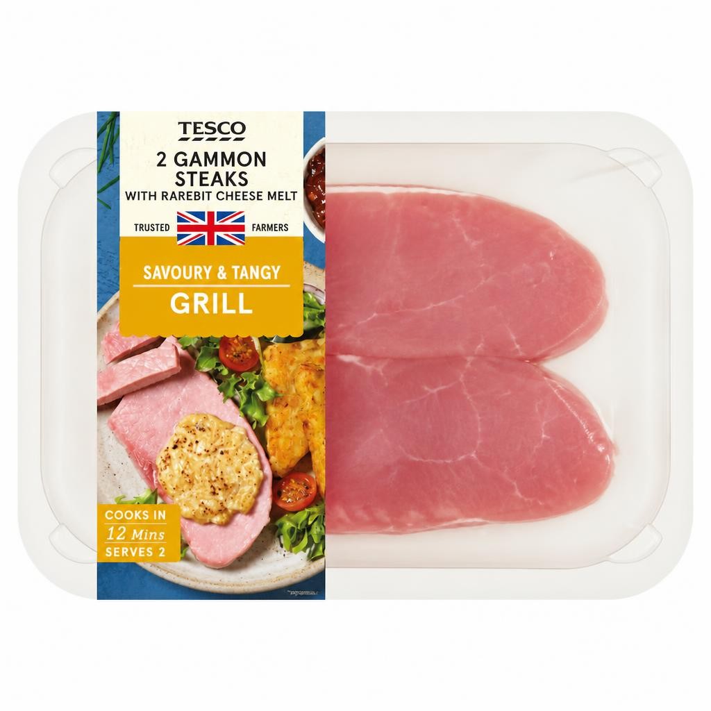 Tesco 2 Gammon Steaks with Rarebit Cheese Melt 300g