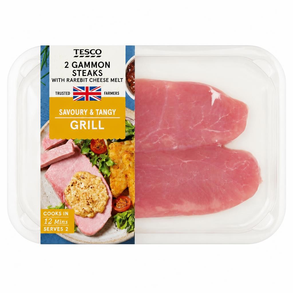Tesco 2 Gammon Steaks with Rarebit Cheese Melt 300g
