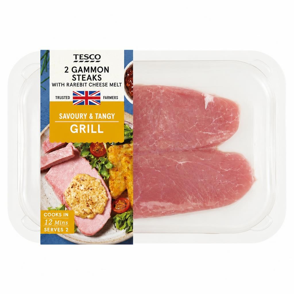 Tesco 2 Gammon Steaks with Rarebit Cheese Melt 300g