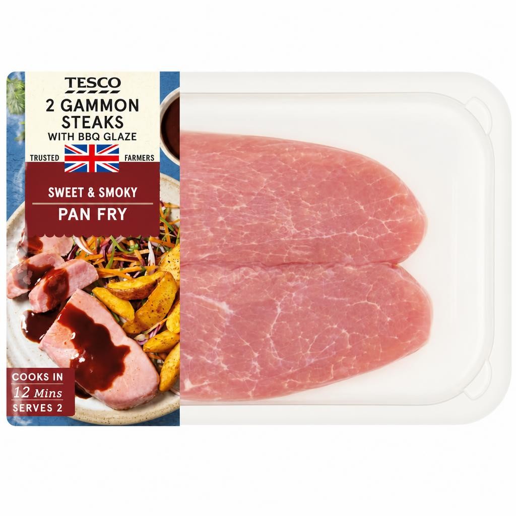 Tesco 2 Gammon Steaks with BBQ Glaze 300g