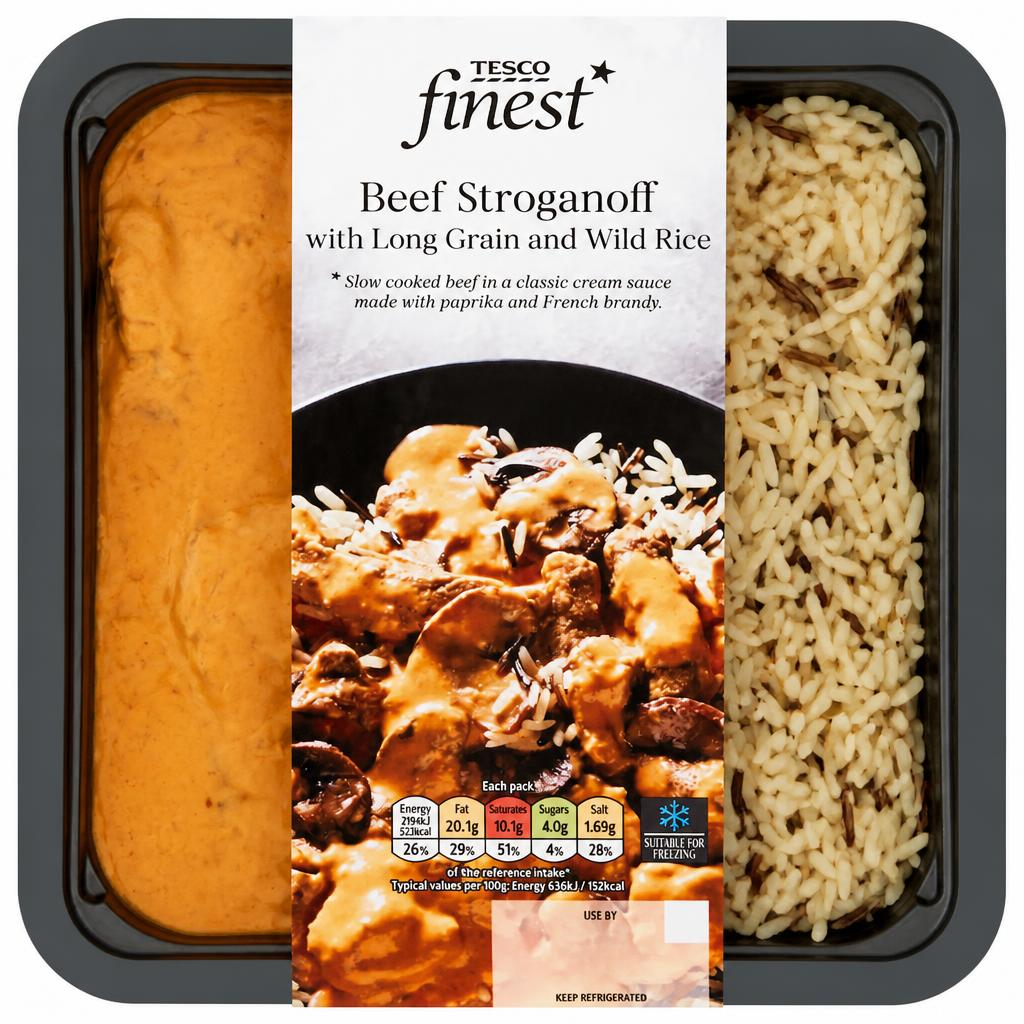Tesco Finest Beef Stroganoff With Rice 400G