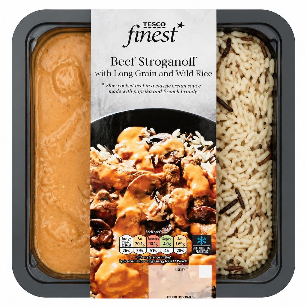 Tesco Finest Beef Stroganoff With Rice 400G
