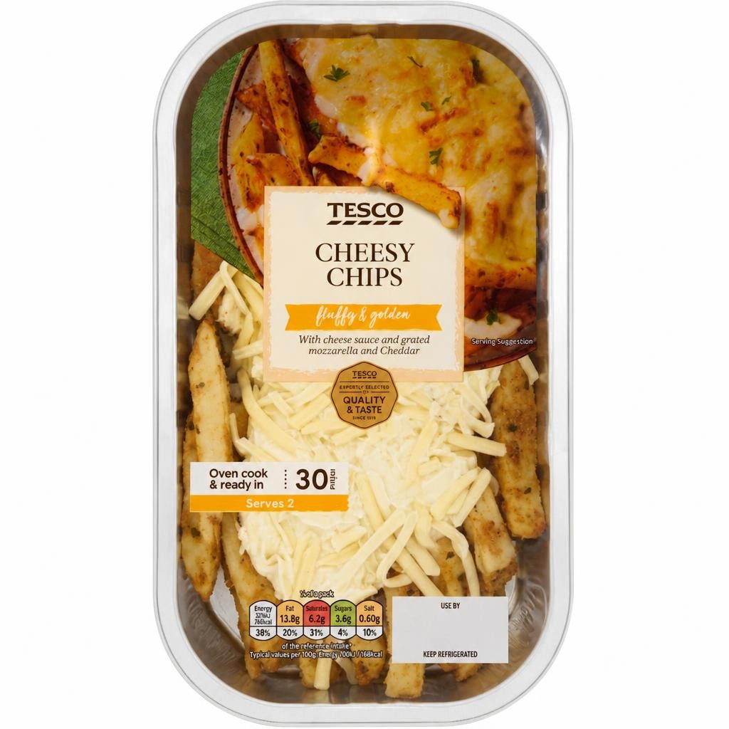 Tesco Cheesy Chips with Grated Mozzarella & Cheddar 400g