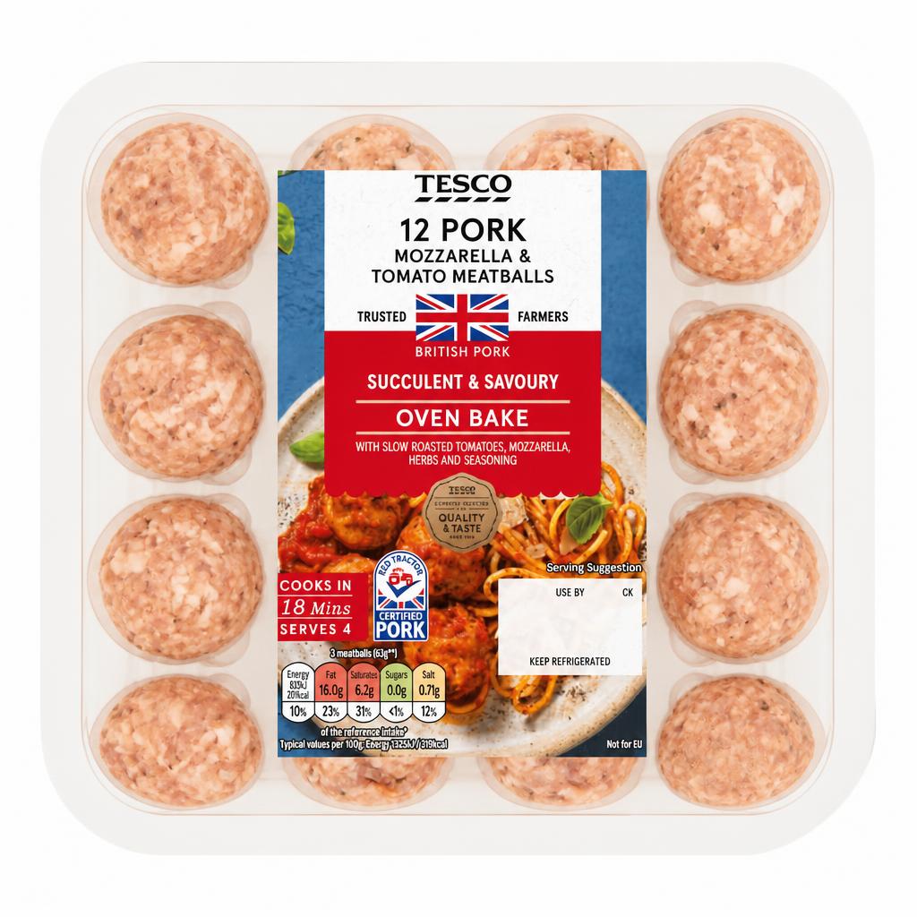 Tesco Pork, Mozzarella & Tomato Meatballs 336g