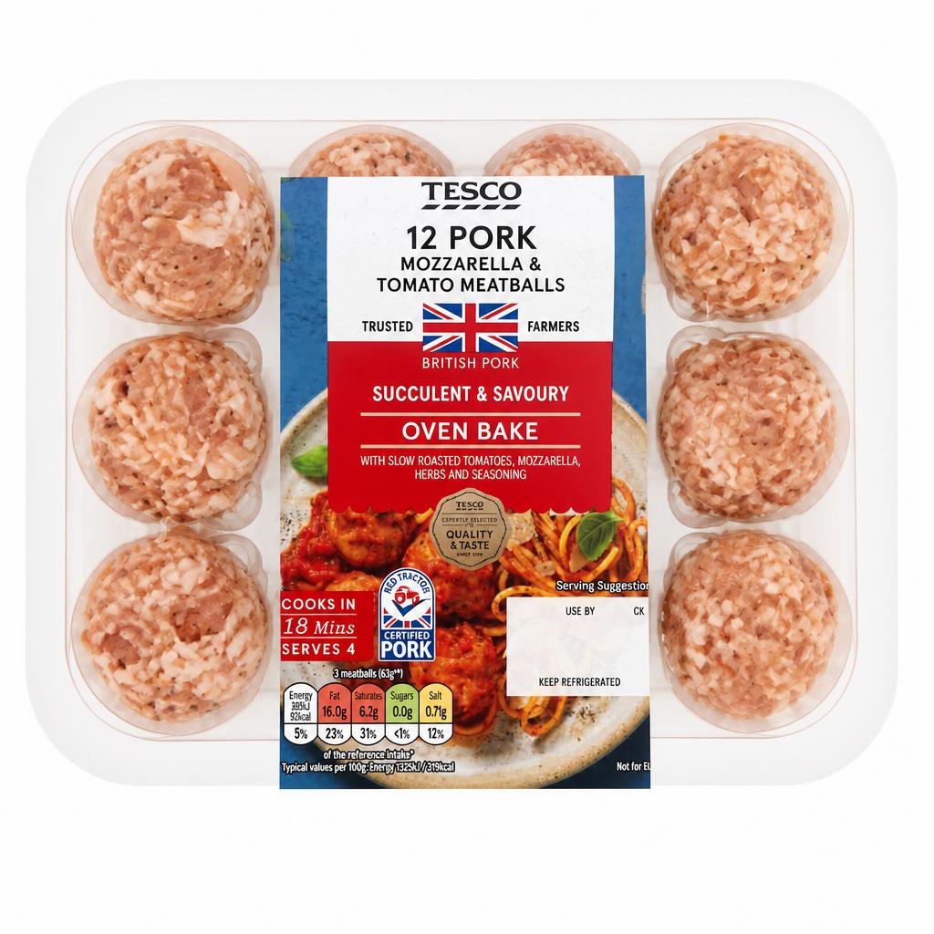 Tesco Pork, Mozzarella & Tomato Meatballs 336g