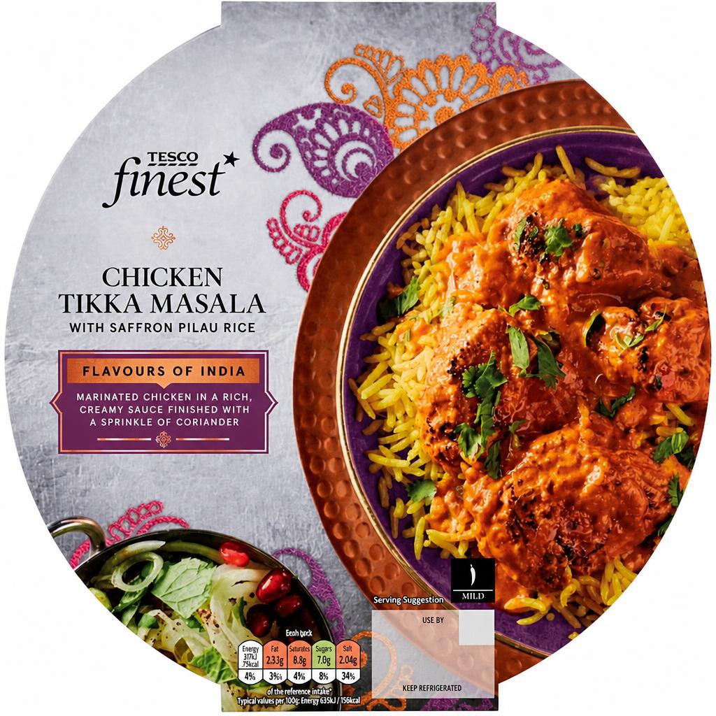 Tesco Finest Chicken Tikka Masala Saffron Pilau Rice 400G