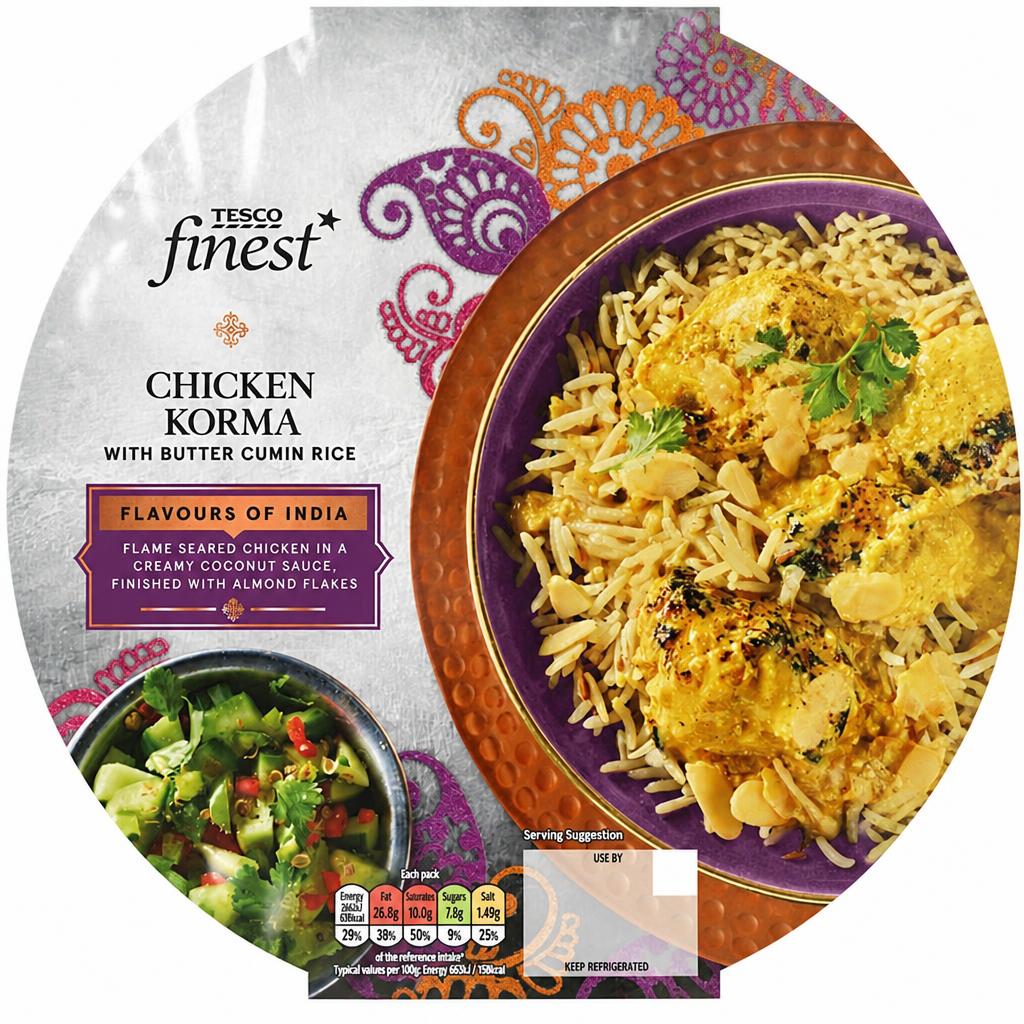 Tesco Finest Chicken Korma with Butter Cumin Rice 400g