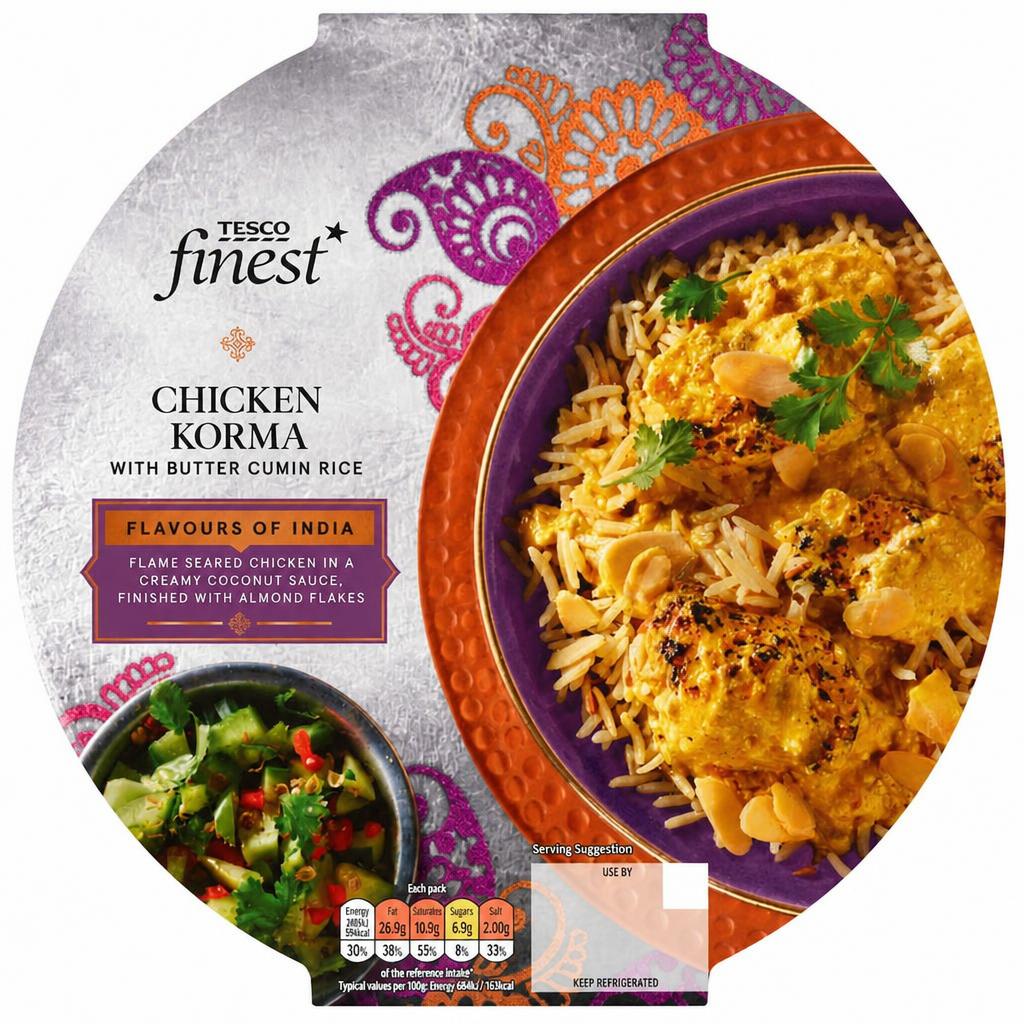 Tesco Finest Chicken Korma with Butter Cumin Rice 400g