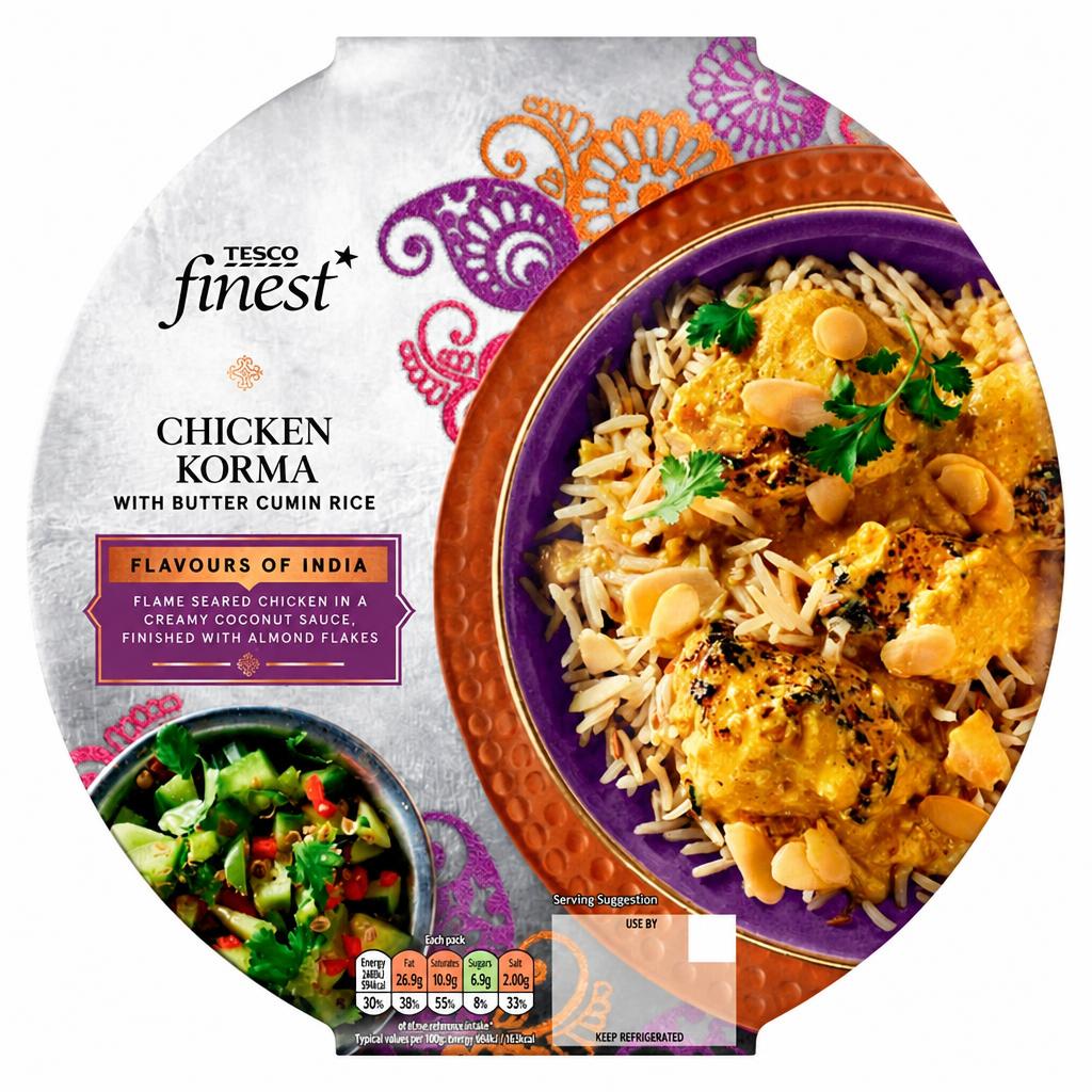 Tesco Finest Chicken Korma with Butter Cumin Rice 400g