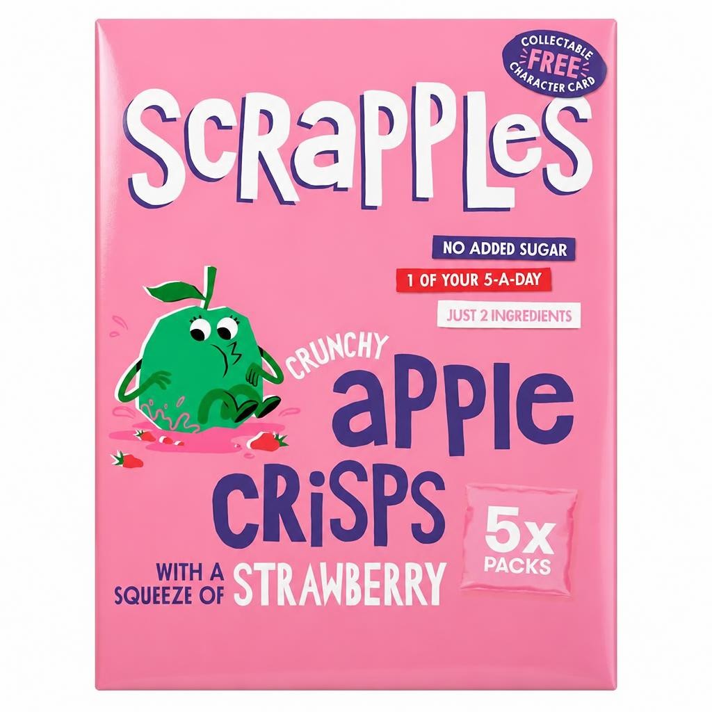 Scrapples Crunchy Apple Crisps with a squeeze of Strawberry Multipack (5x12g)