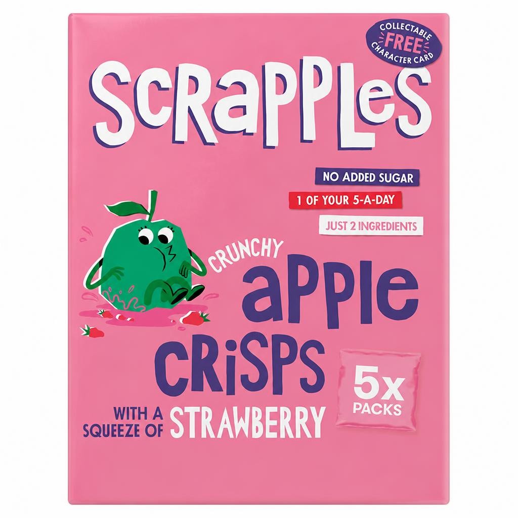 Scrapples Crunchy Apple Crisps with a squeeze of Strawberry Multipack (5x12g)