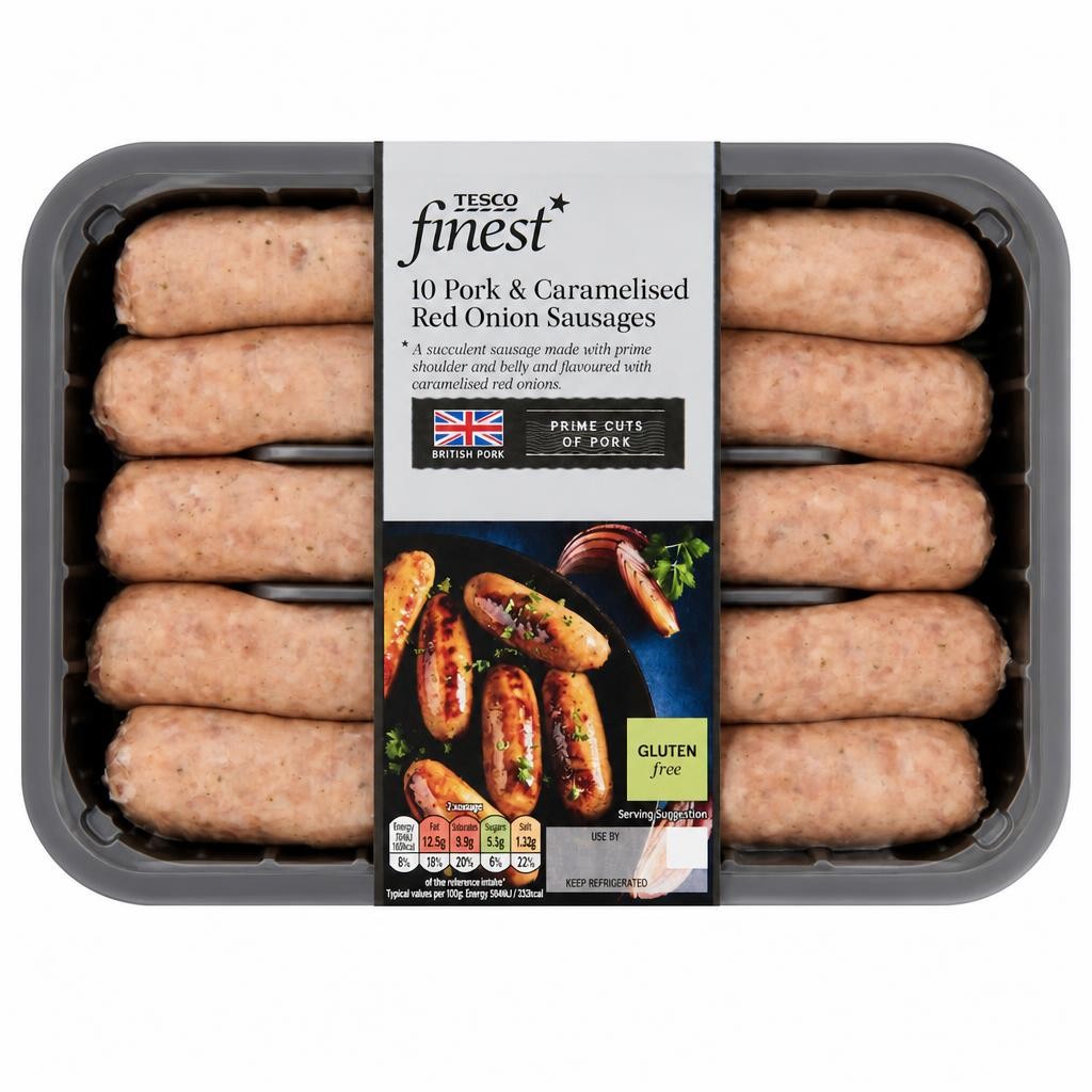 Tesco Finest Pork & Caramelised Onion Sausages 667G