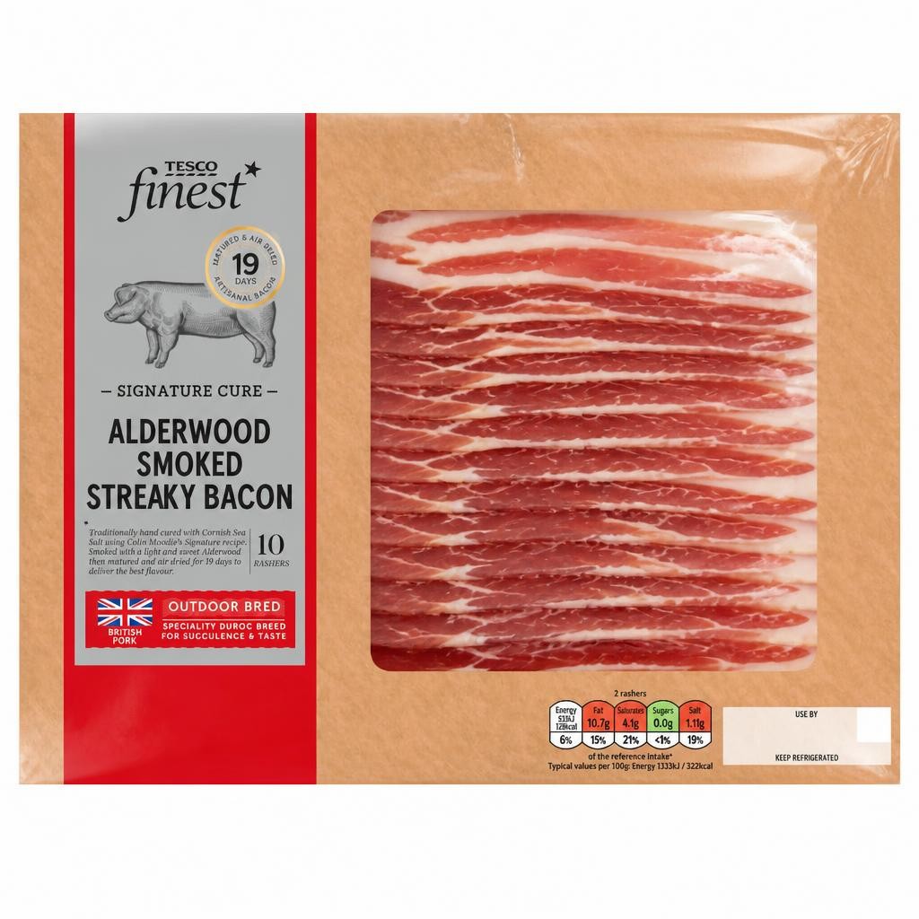 Tesco Finest Signature Cure 10 Alderwood Smoked Streaky Bacon 200g