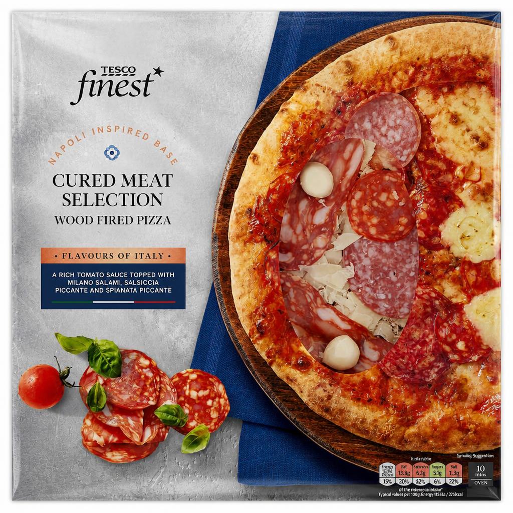 Tesco Finest Italian Meats Wood Fired Pizza 405g