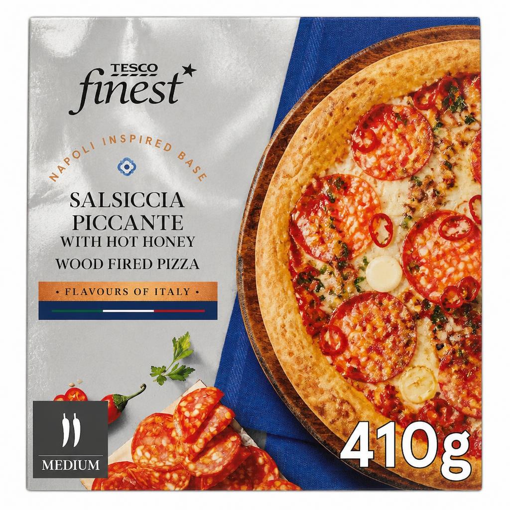 Tesco Finest Salsiccia Piccante with Hot Honey Wood Fired Pizza 410g