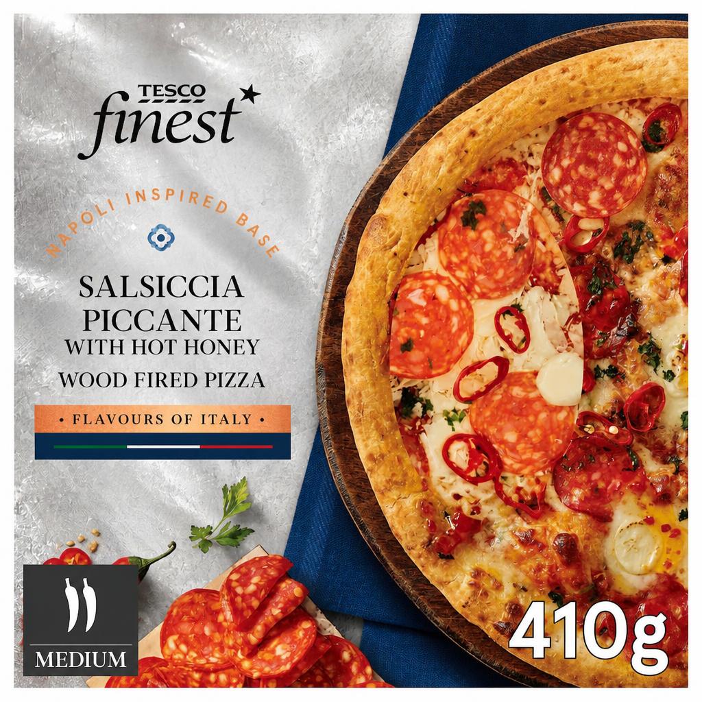 Tesco Finest Salsiccia Piccante with Hot Honey Wood Fired Pizza 410g
