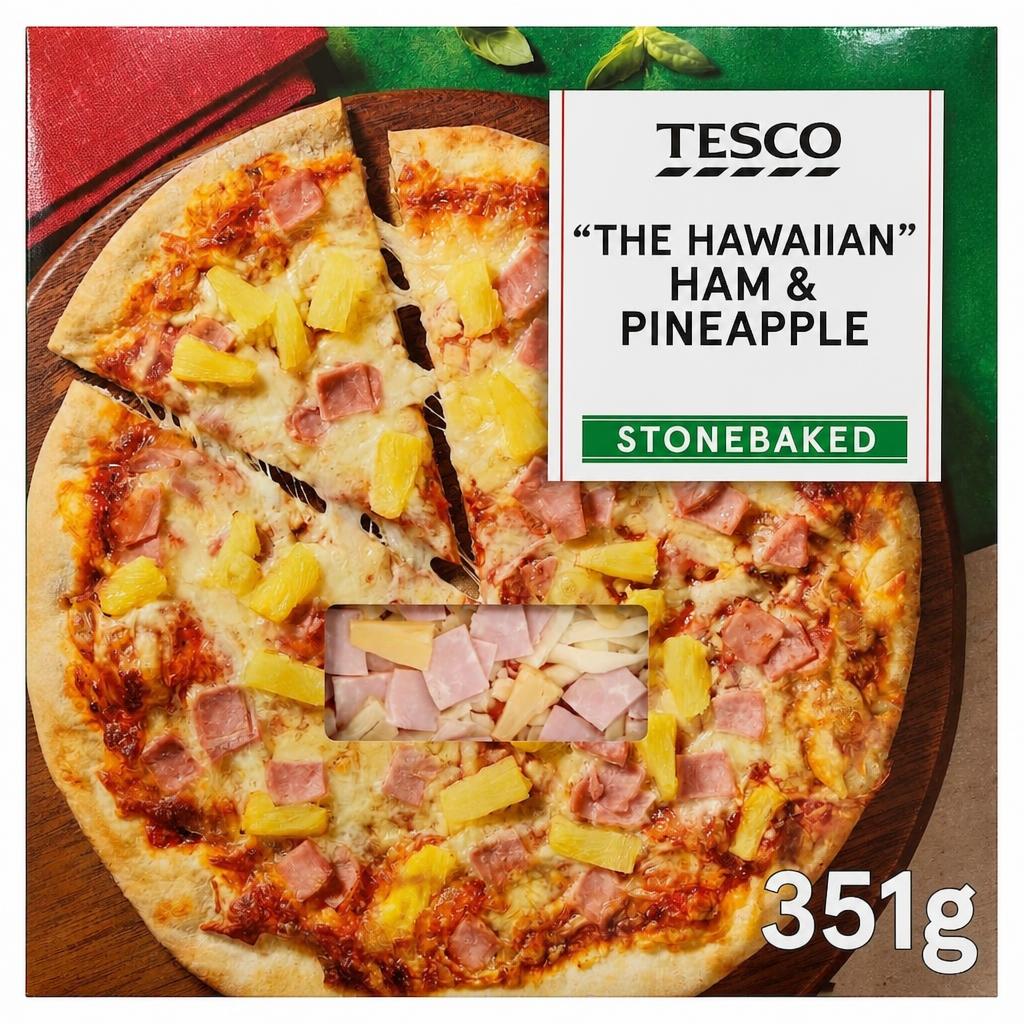 Tesco Stonebaked "The Hawaiian" Ham & Pineapple Pizza 351g