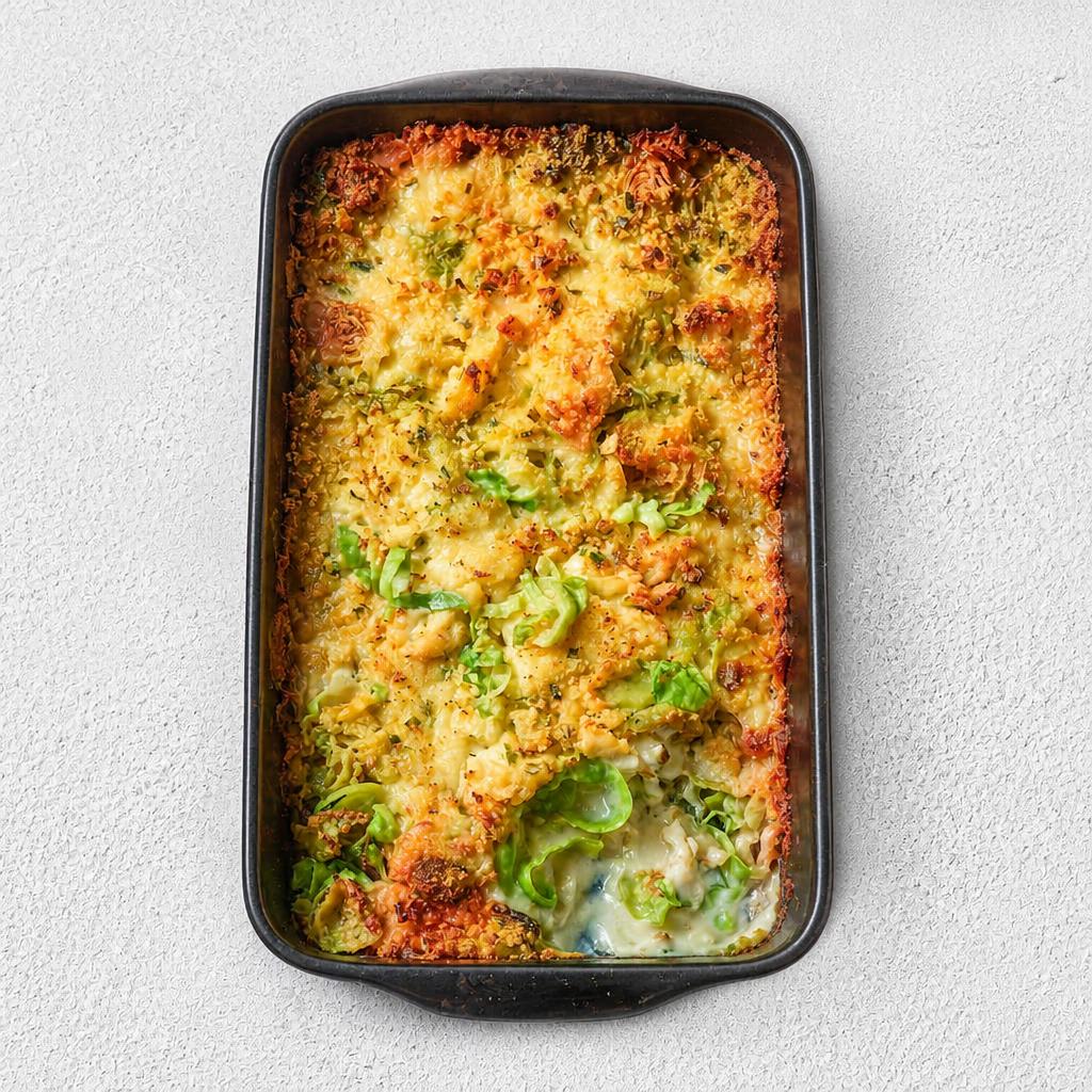 64. Tesco Finest Extra Mature Cheddar, Sprout & Leek Gratin 800g (Serves 6)
