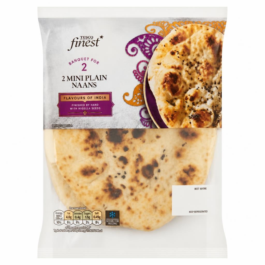 Tesco Finest 2 Mini Plain Naans