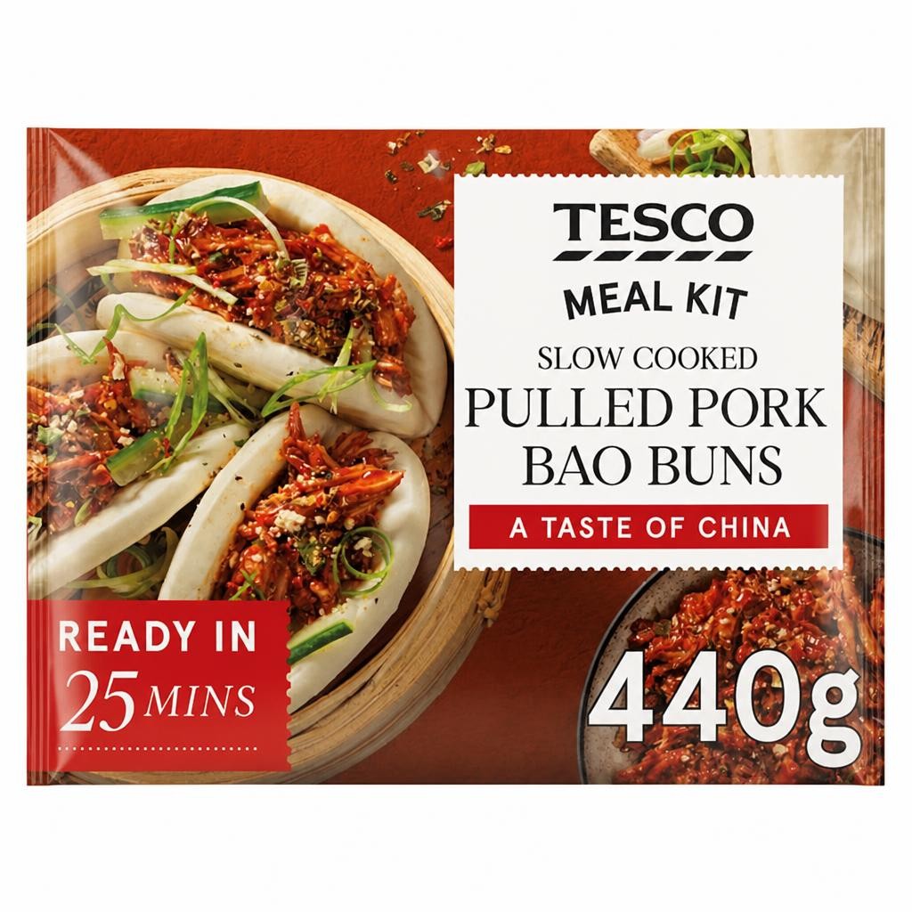 Tesco Meal Kit Slow Cooked Pulled Pork Bao Buns 440g