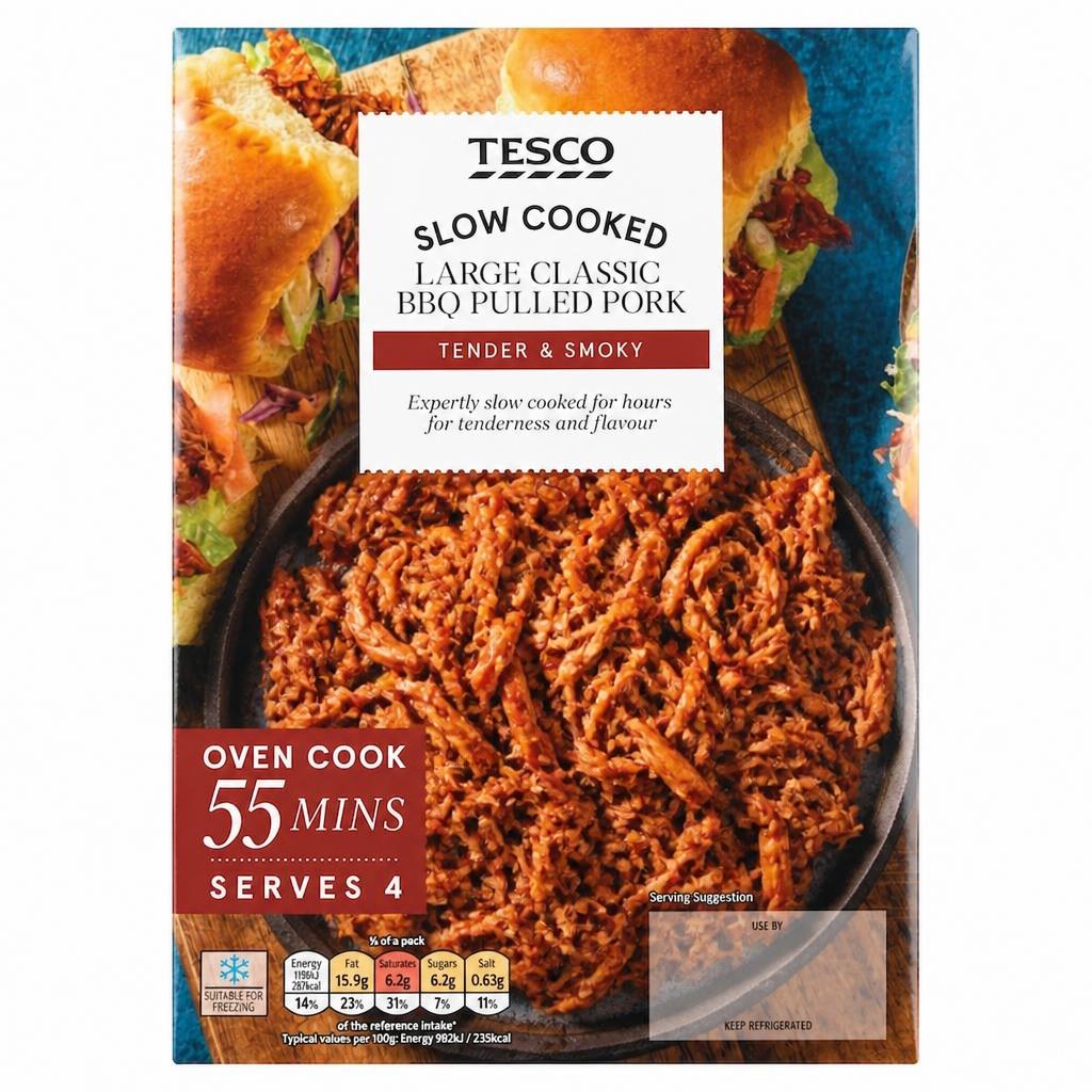 Tesco Slow Cooked Large Smoky BBQ Pulled Pork 700g