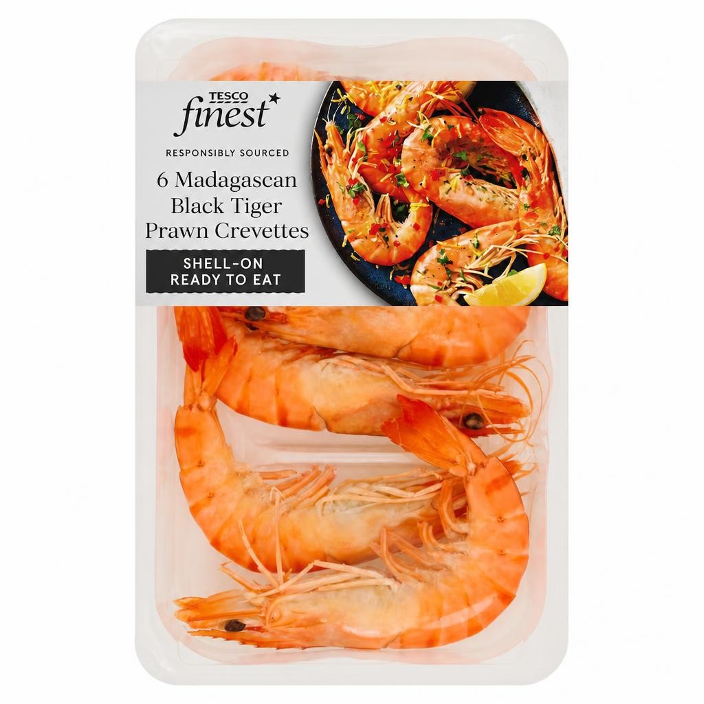 Tesco Finest 6 Madagascan Black Tiger Prawn Crevettes 150g