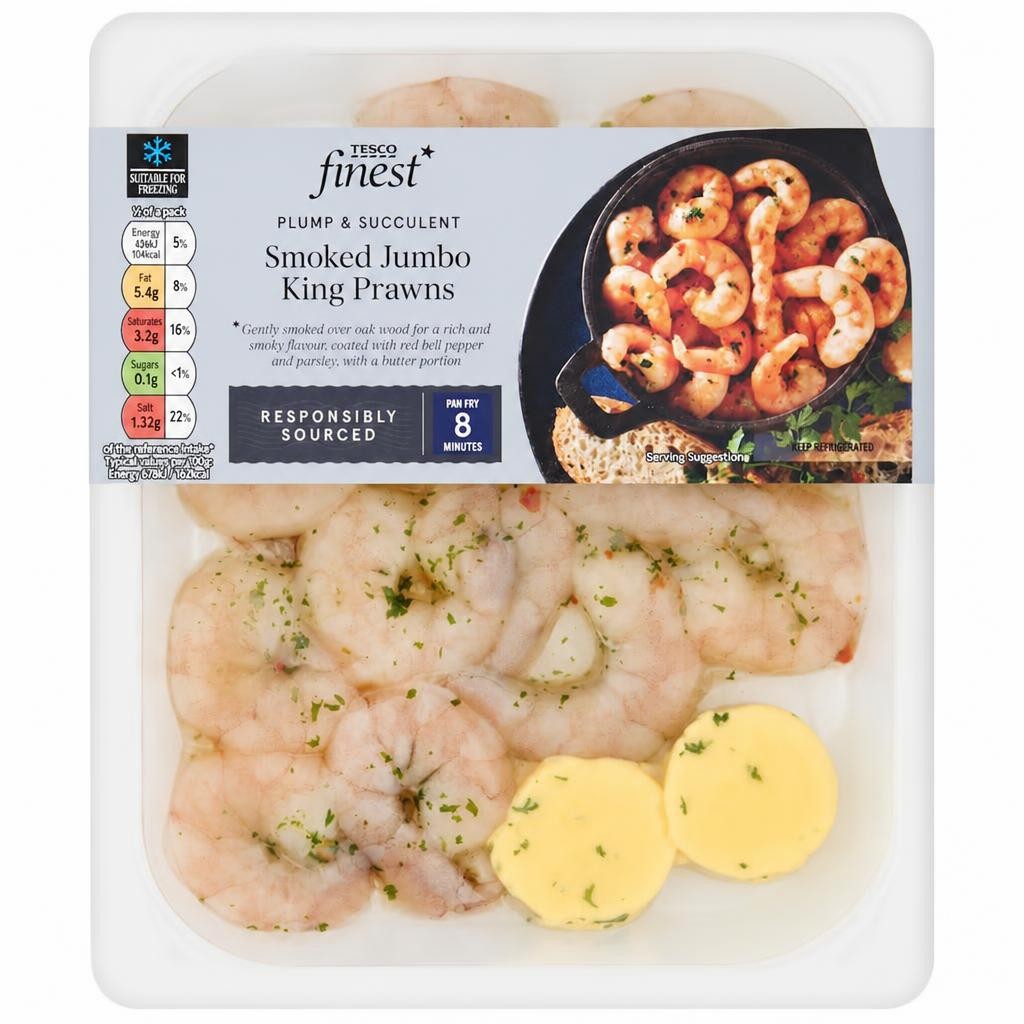 Tesco Finest Smoked Jumbo King Prawns 180g