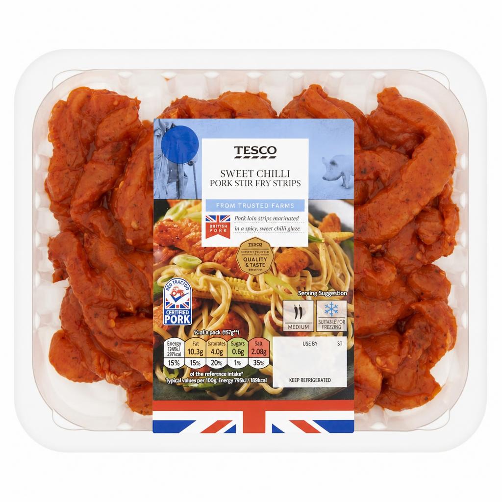 Tesco Sweet Chilli Pork Stir Fry Strips 400g