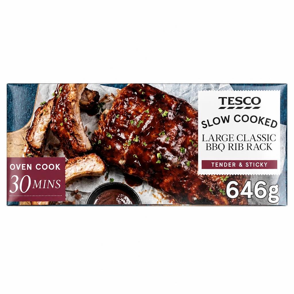 Tesco Slow Cooked Large Classic BBQ Ribs 646g