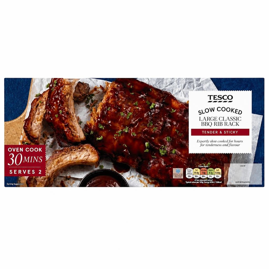 Tesco Slow Cooked Large Classic BBQ Ribs 646g