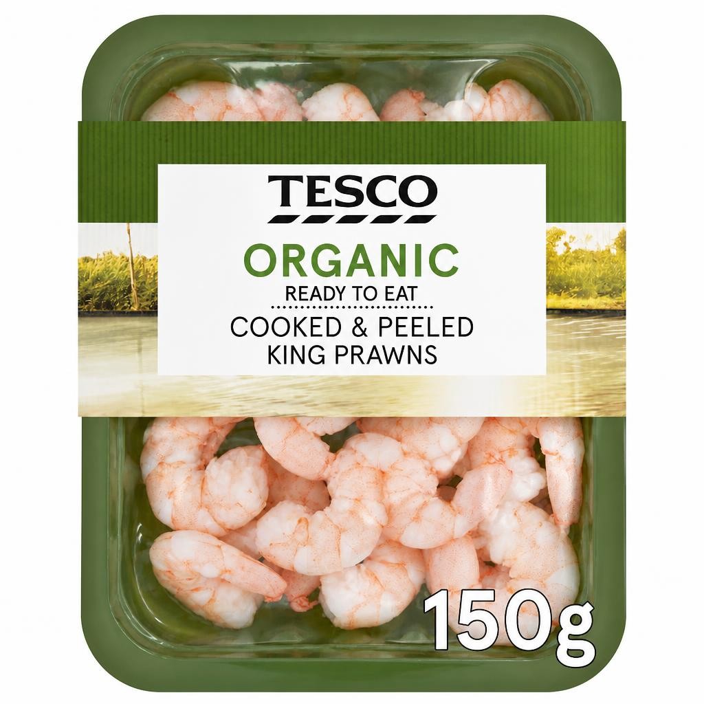 Tesco Organic Cooked & Peeled King Prawns 150g