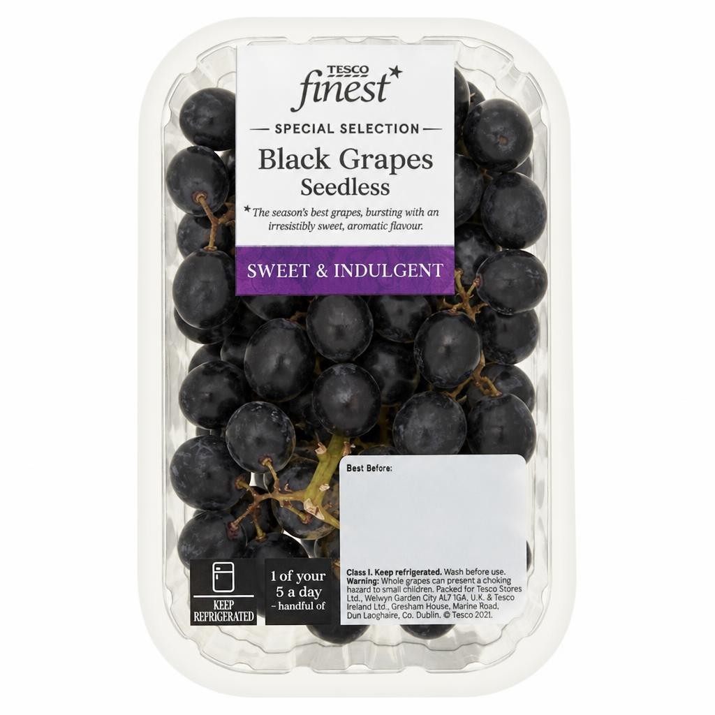 Tesco Finest Black Grapes Seedless 500G